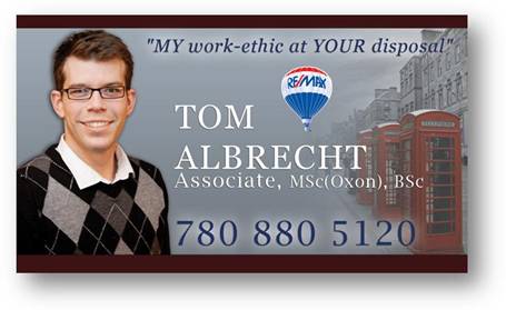 Tom Albrecht's Business Card from the beginning of his career